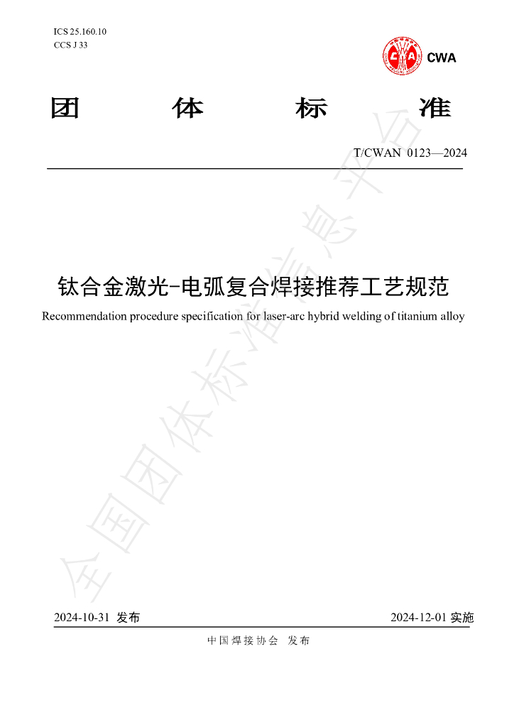 T/CWAN 0123-2024 标准预览
