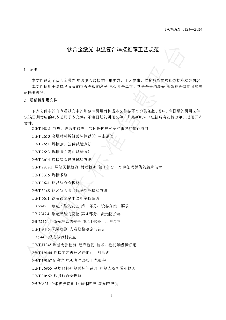 T/CWAN 0123-2024 标准预览