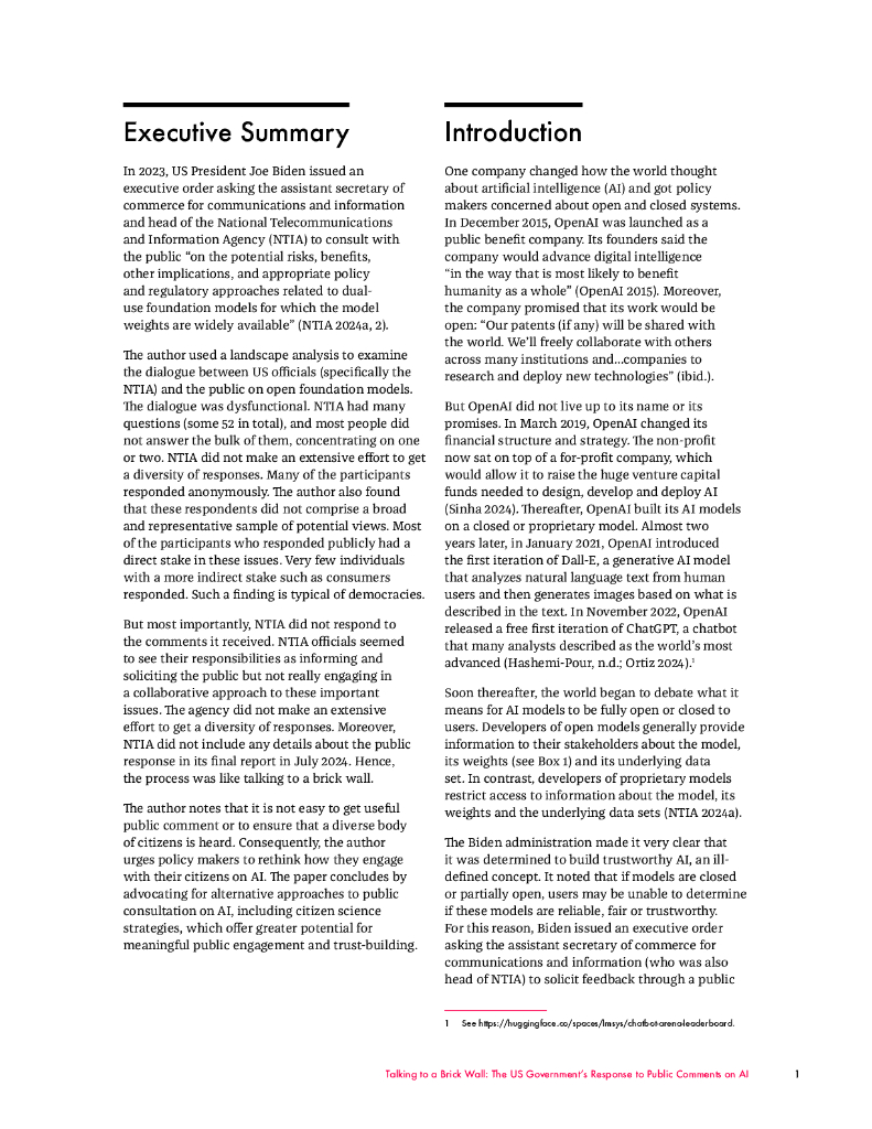 加拿大国际治理创新中心CIGI：2025年与砖墙对话：美国政府对公众关于人工智能的评论的回应报告（英文版）_第7页