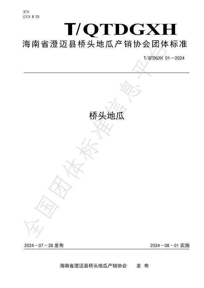 T/QTDGXH 01-2024 标准预览