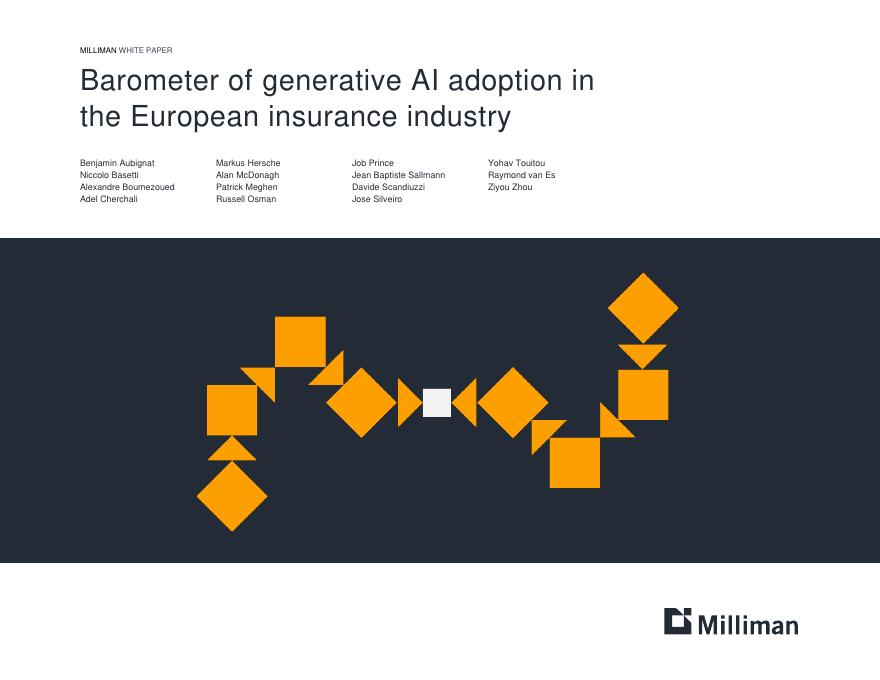 Milliman：2025年欧洲保险行业生成式人工智能采用情况晴雨表（英文版）_第1页