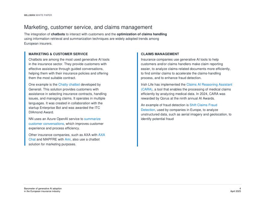 Milliman：2025年欧洲保险行业生成式人工智能采用情况晴雨表（英文版）_第4页