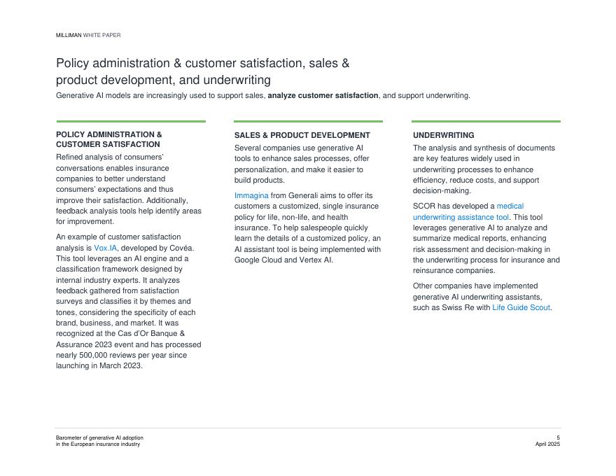Milliman：2025年欧洲保险行业生成式人工智能采用情况晴雨表（英文版）_第5页