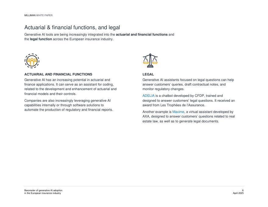 Milliman：2025年欧洲保险行业生成式人工智能采用情况晴雨表（英文版）_第6页