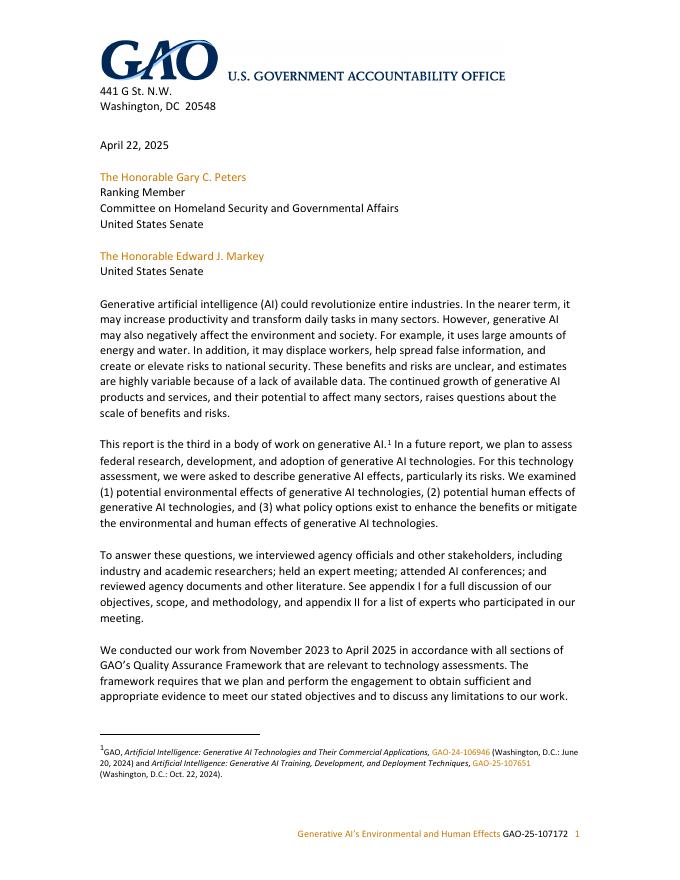 美国政府问责局（GAO）：2025年生成式人工智能的环境与人类影响研究报告（英文版）_第9页
