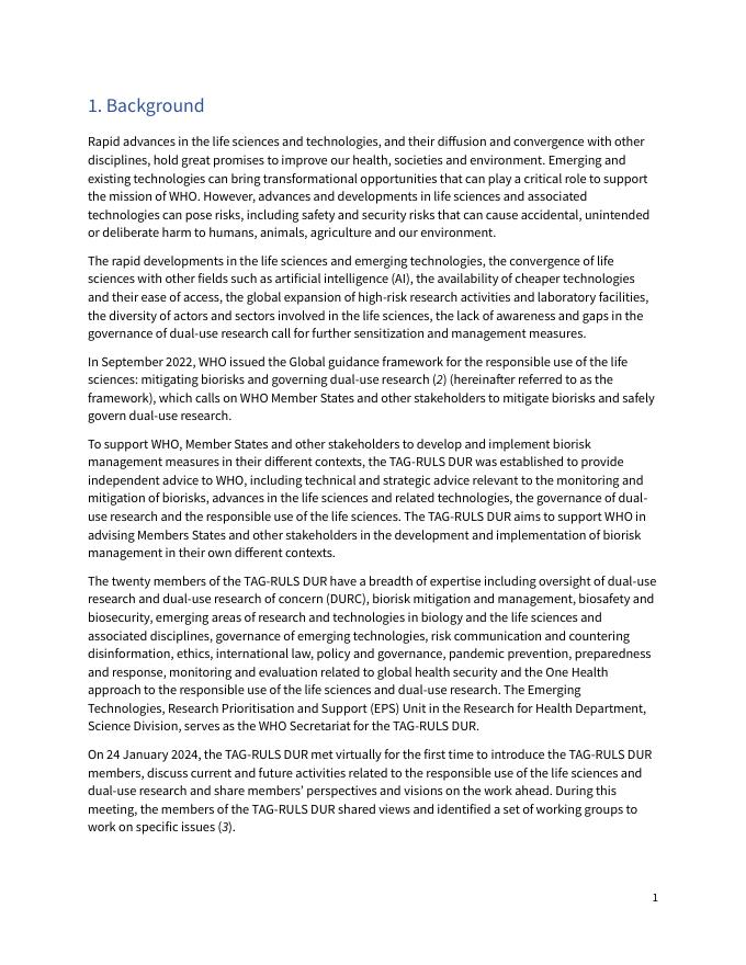 WHO世界卫生组织：2025年世界卫生组织关于负责任使用生命科学和两用研究的技术咨询组：会议报告（英文版）_第7页