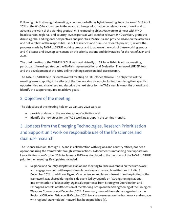 WHO世界卫生组织：2025年世界卫生组织关于负责任使用生命科学和两用研究的技术咨询组：会议报告（英文版）_第8页
