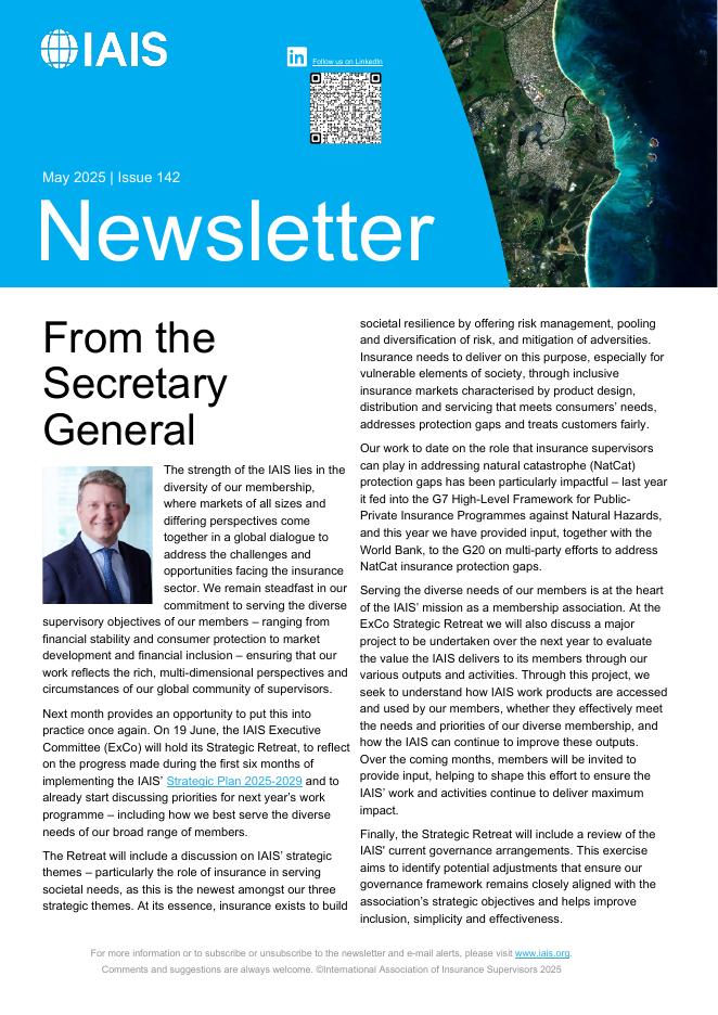 国际保险监督官协会（IAIS）：2025年5月国际<em>人工智能</em>与统计学会通讯报告（英文版） 海报
