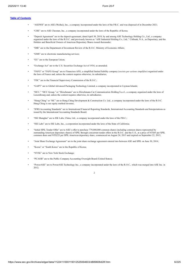 日月光控股ASE Technology Holding Co., Ltd.（ASX）2019年20-F年度报告（英文版）_第6页