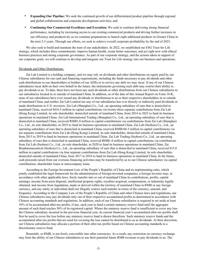 再鼎医药Zai Lab Limited（ZLAB）2022年20-F年度报告（英文版）_第10页