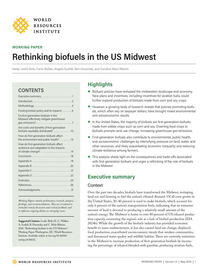 世界资源研究所（WRI）：2025年美国中西部生物燃料的环境、经济及社会影响报告（英文版）海报