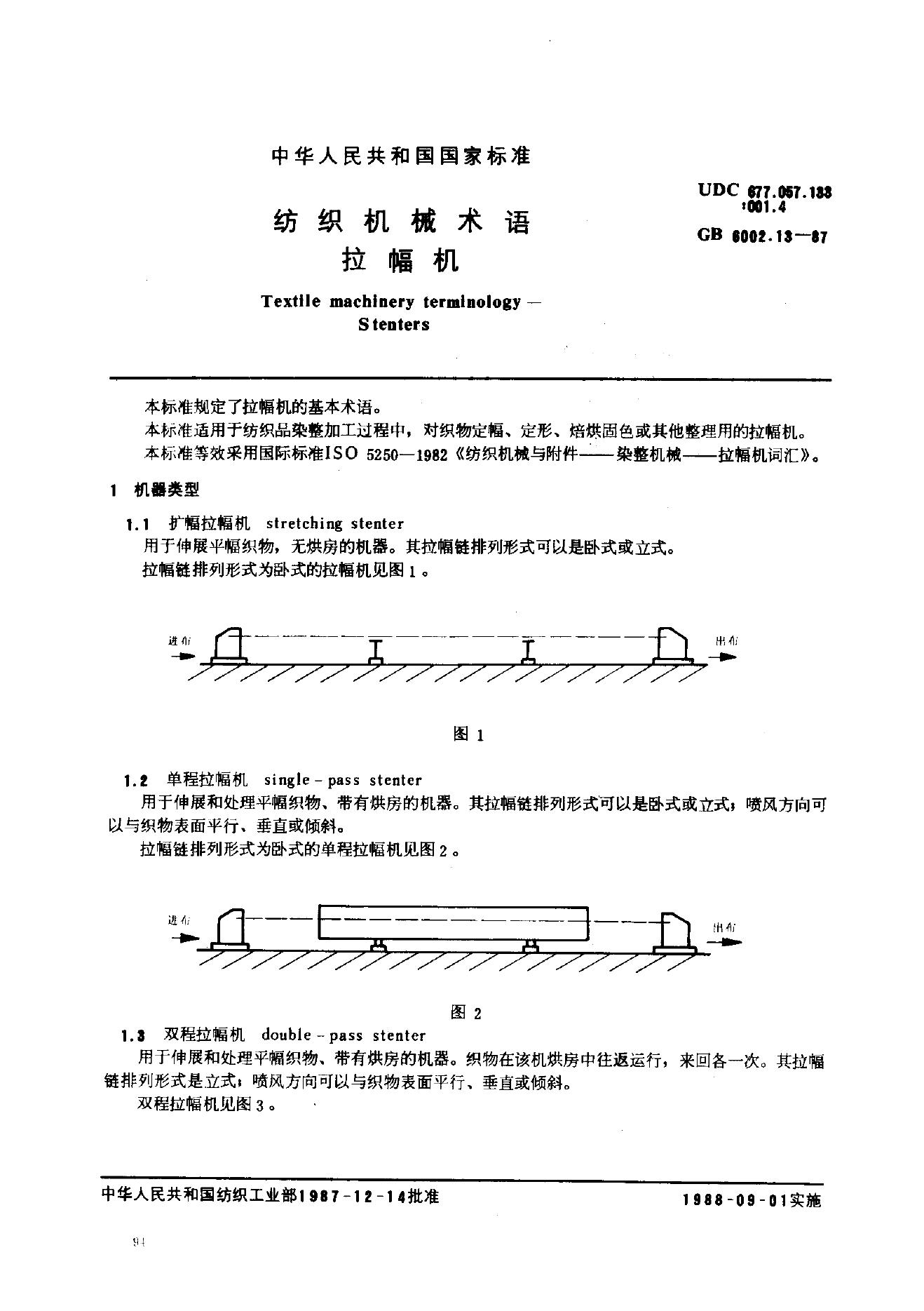 GB 6002.13-1987 纺织机械术语 拉幅机