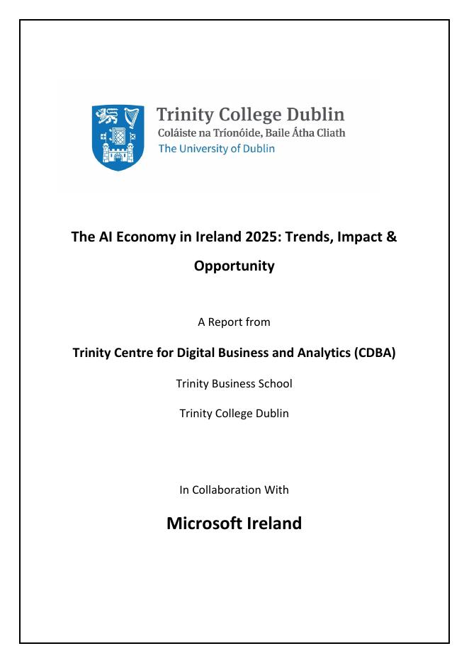 都柏林圣三一大学：2025年爱尔兰<em>人工智能</em>经济报告：趋势、影响与机遇（英文版） 海报