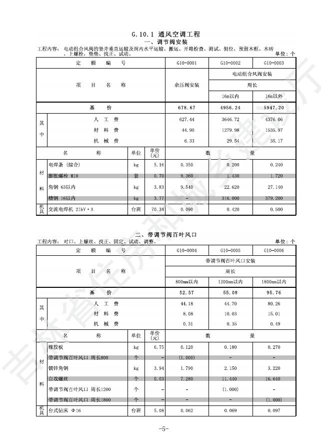 2024吉林省轨道交通工程计价定额 G.10 机电设备安装工程_第9页