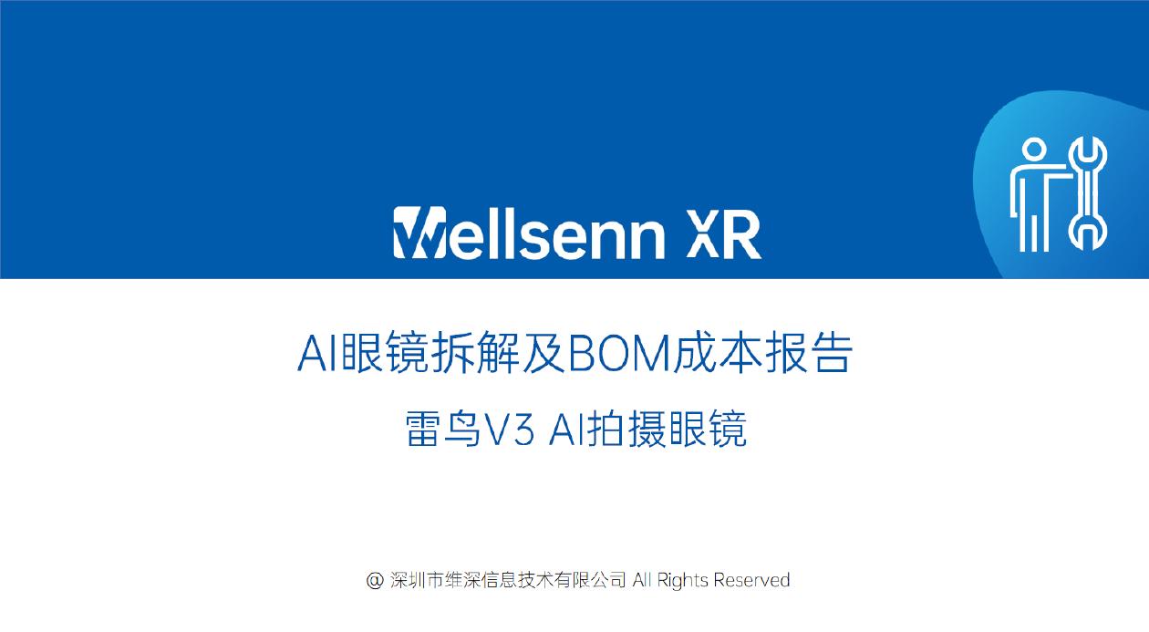 维深Wellsenn XR：2025年AI眼镜拆解及BOM成本报告：雷鸟V3 AI拍摄眼镜（摘要版）海报