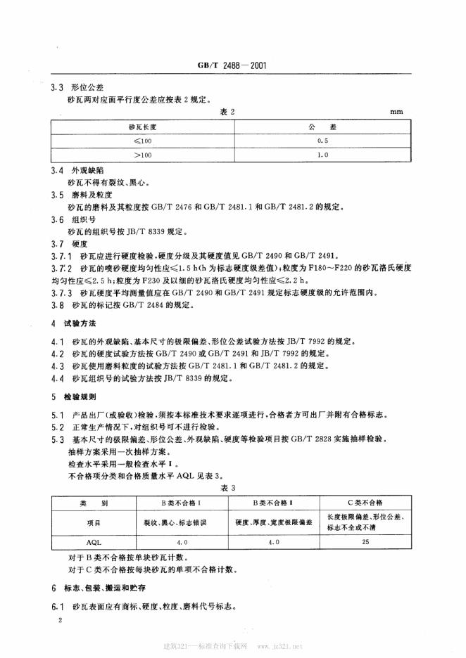 GB/T 2488-2001 标准预览