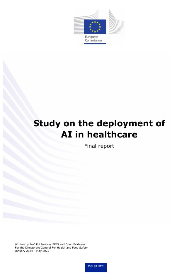 欧盟委员会：2025年欧盟医疗领域<em>人工智能</em>部署情况研究报告（英文版） 海报