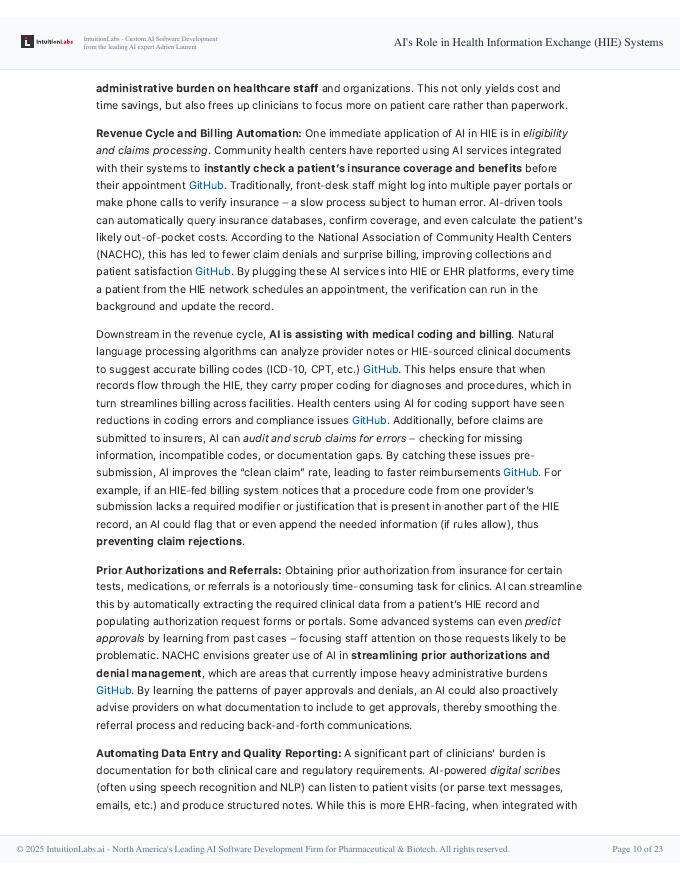 IntuitionLabs：2025年人工智能在健康信息交换（HIE）系统中的作用研究报告（英文版）_第10页