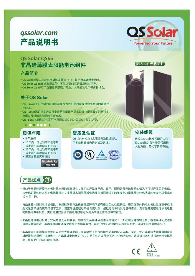 QS Solar QS100 产品说明书