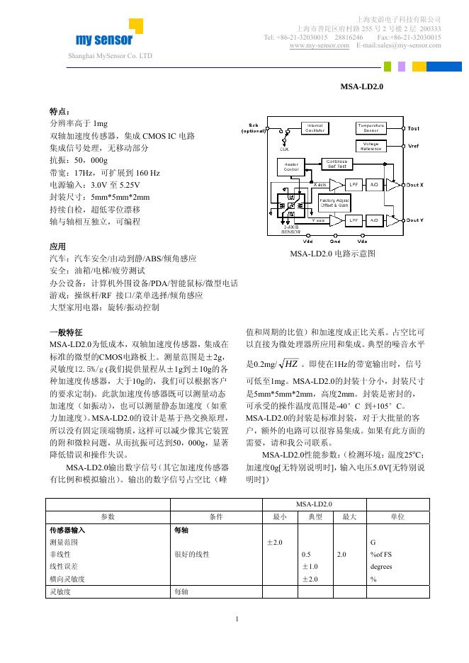 上海麦游电子科技有限公司 MSA-LD2.0 集成 CMOS IC 电路 说明书