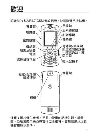 WWW.MYMOTOROLA.COM.TW SLVR L7 GSM 無線話機 说明书