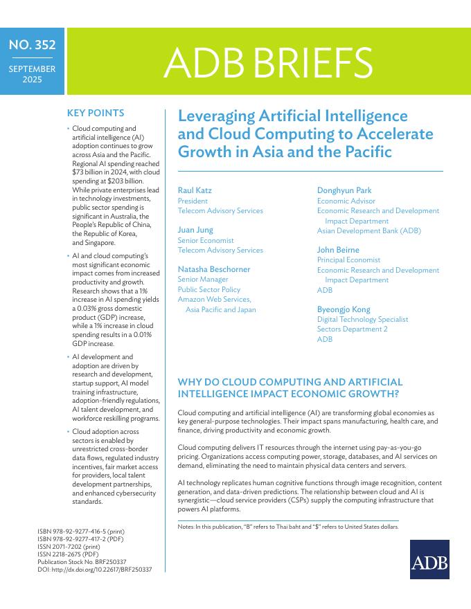 ADB亚洲开发银行：2025年利用人工智能和云计算加速亚太地区的增长报告（英文版）_第1页