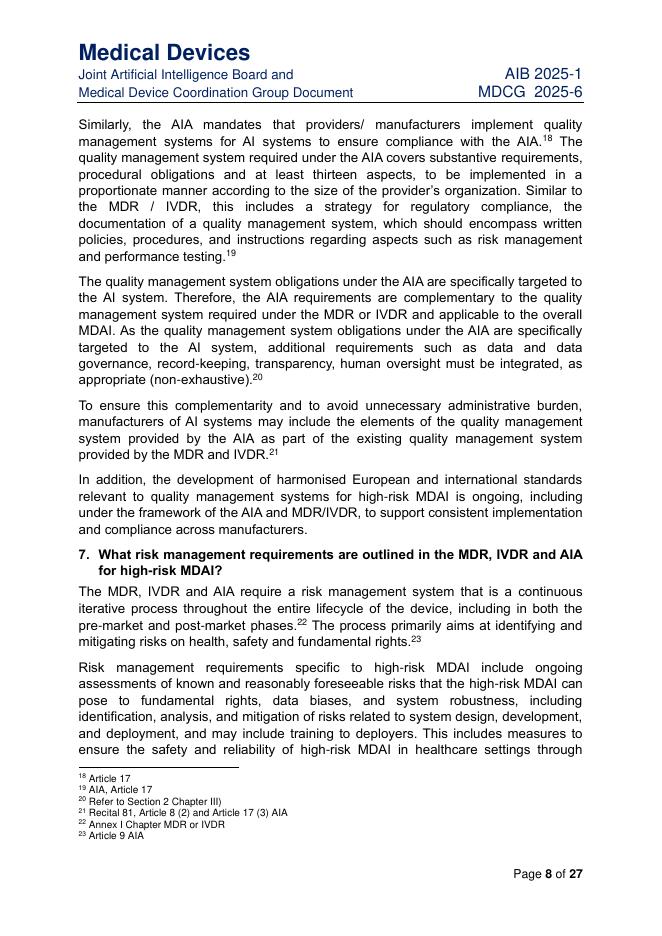 欧盟：MDCG 2025-6：医疗器械人工智能监管新动向（英文版）_第8页