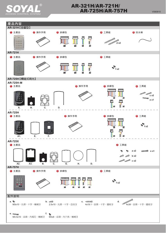 SOYAL <em>AR</em>-321H/<em>AR</em>-721H/<em>AR</em>-725H/<em>AR</em>-757H 说明书 海报