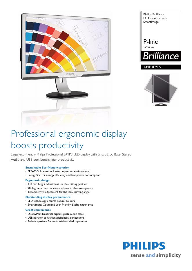 Philips Brilliance <em>LED</em> monitor 241P3LYES 说明书 海报