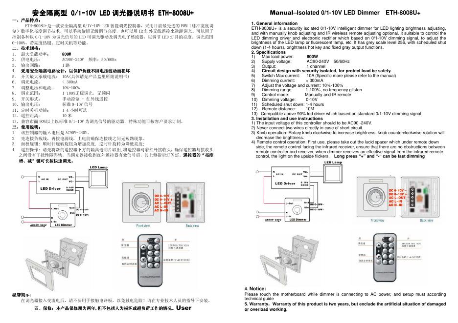 ETH-8008U+安全隔离型0/1V-10V <em>LED</em>智能调光控制器说明书 海报