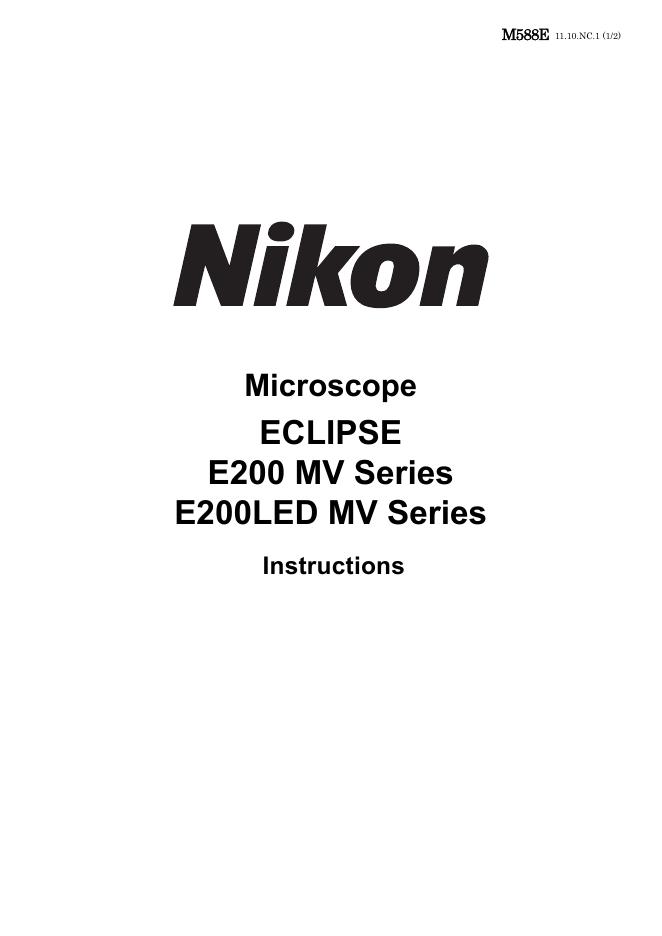 尼康ECLIPSE E200 MV系列和E200<em>LED</em> MV系列显微镜使用说明 海报