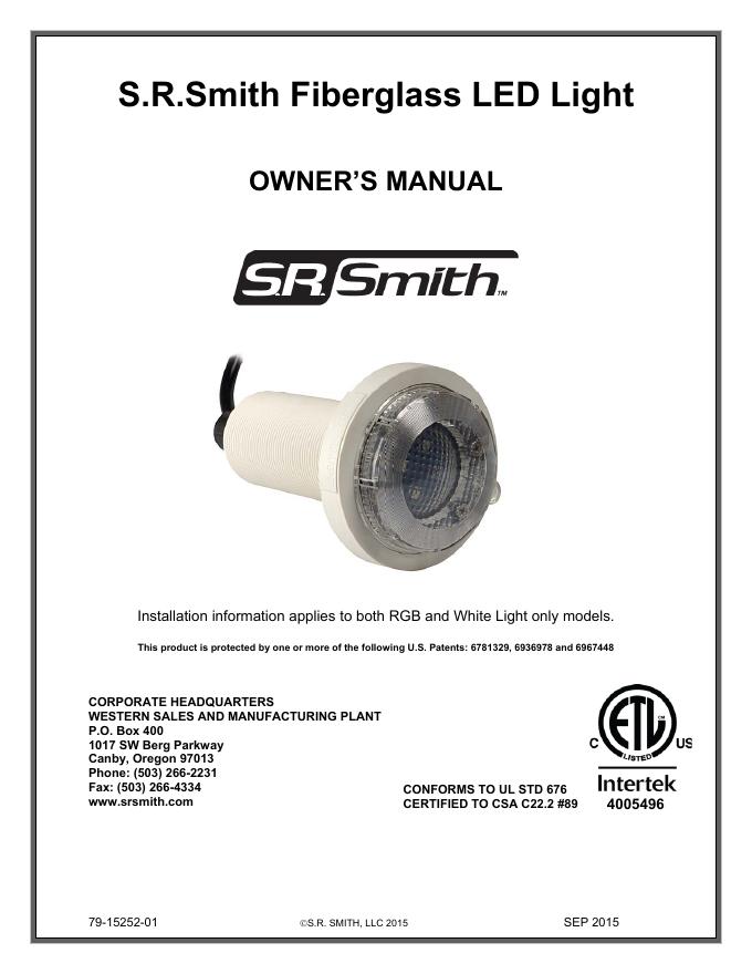 S.R.Smith Fiberglass <em>LED</em> Light 使用说明书 海报