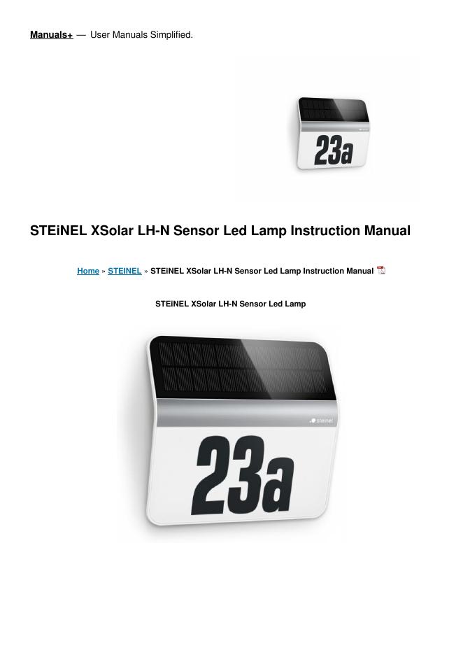 STEiNEL XSolar LH-N传感器<em>LED</em>灯说明书 海报