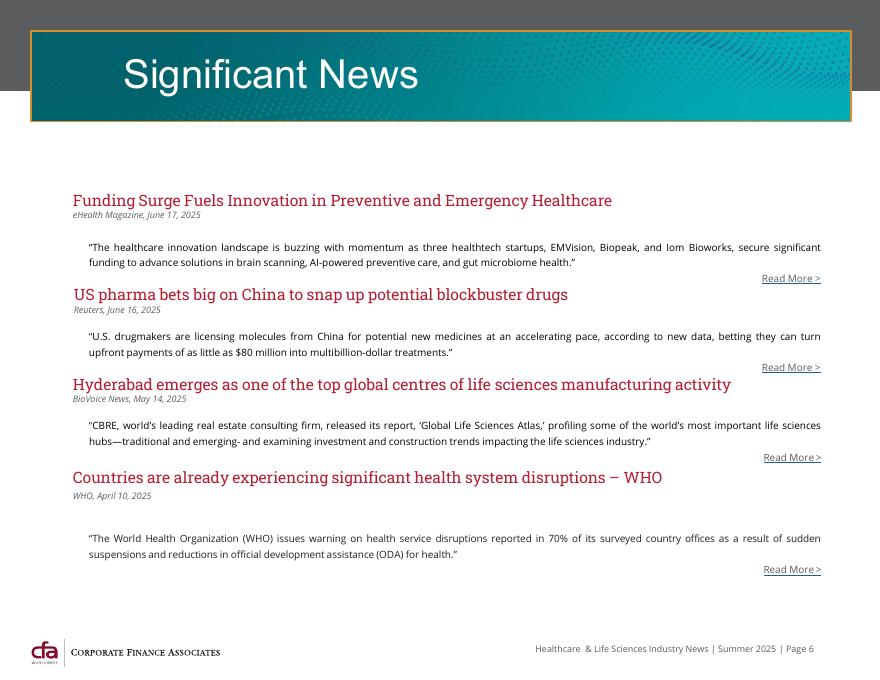 CFA：2025年夏季全球医疗与生命科学行业并购策略与市场趋势报告（英文版）_第6页