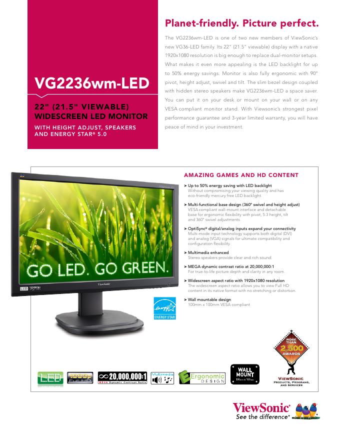 优派 VG2236wm-<em>LED</em> 使用手册 海报