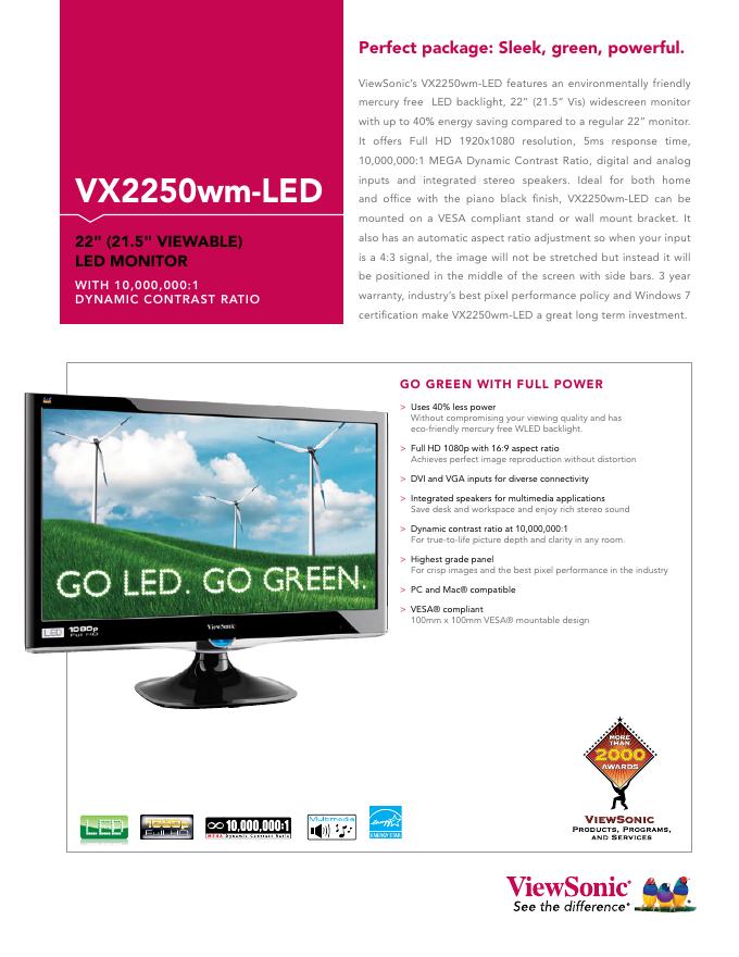 优派 VX2250wm-<em>LED</em> 使用手册 海报