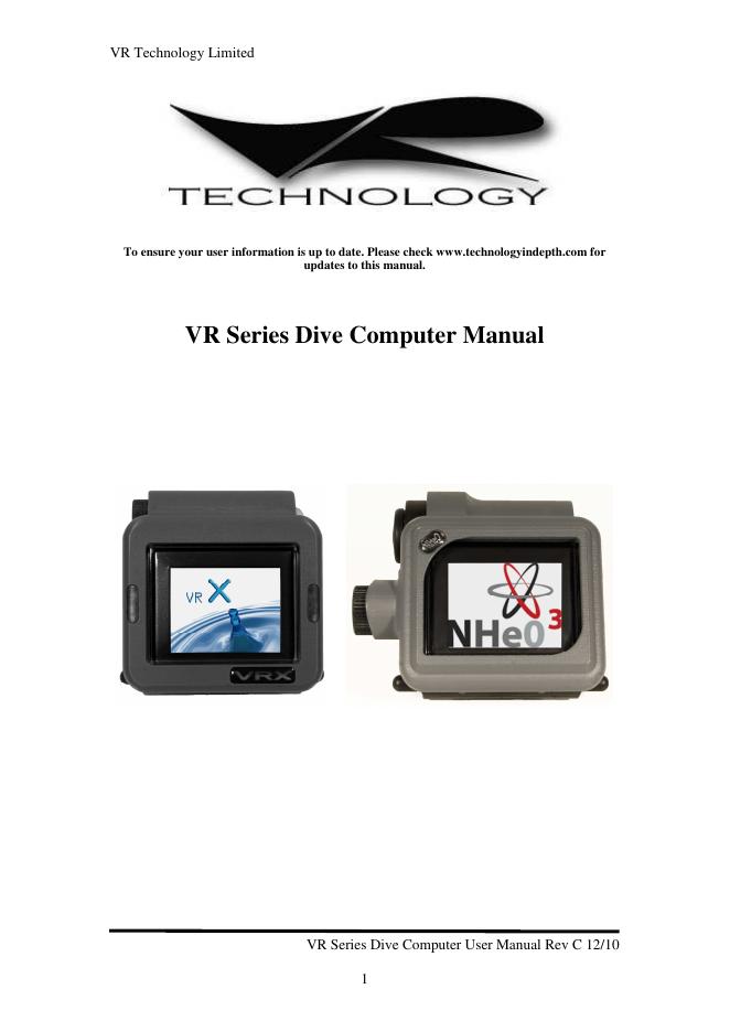 <em>VR</em> Series Dive Computer 用户手册 海报