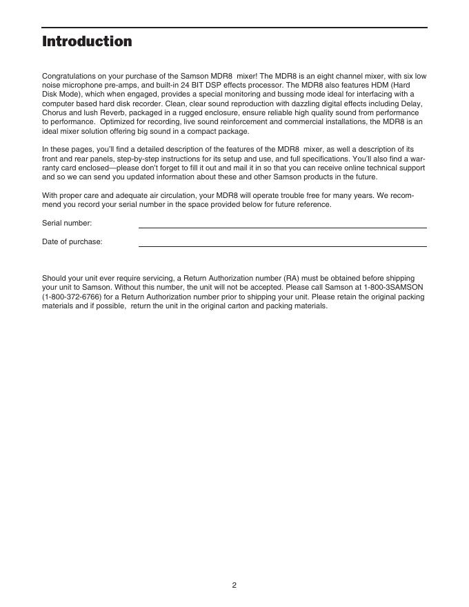 SAMSON MDR8 用户手册_第4页