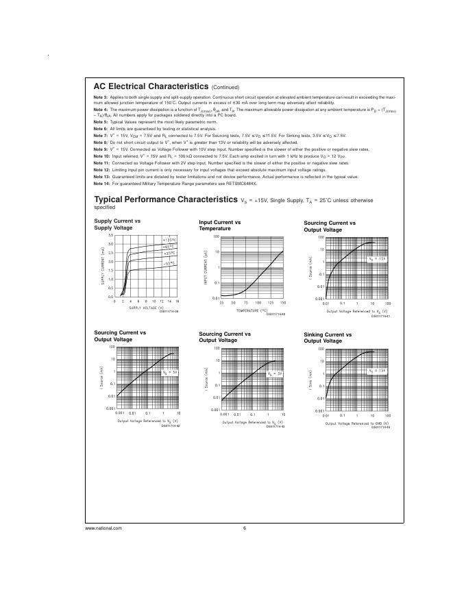 National Semiconductor LMC6484 CMOS Quad Rail-to-Rail Input and Output Operational Amplifier 数据手册_第6页