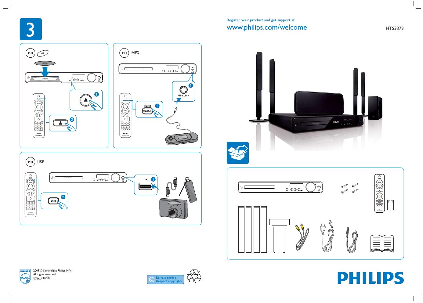 PHILIPS HTS3373 快速<em>入门</em>指南 海报