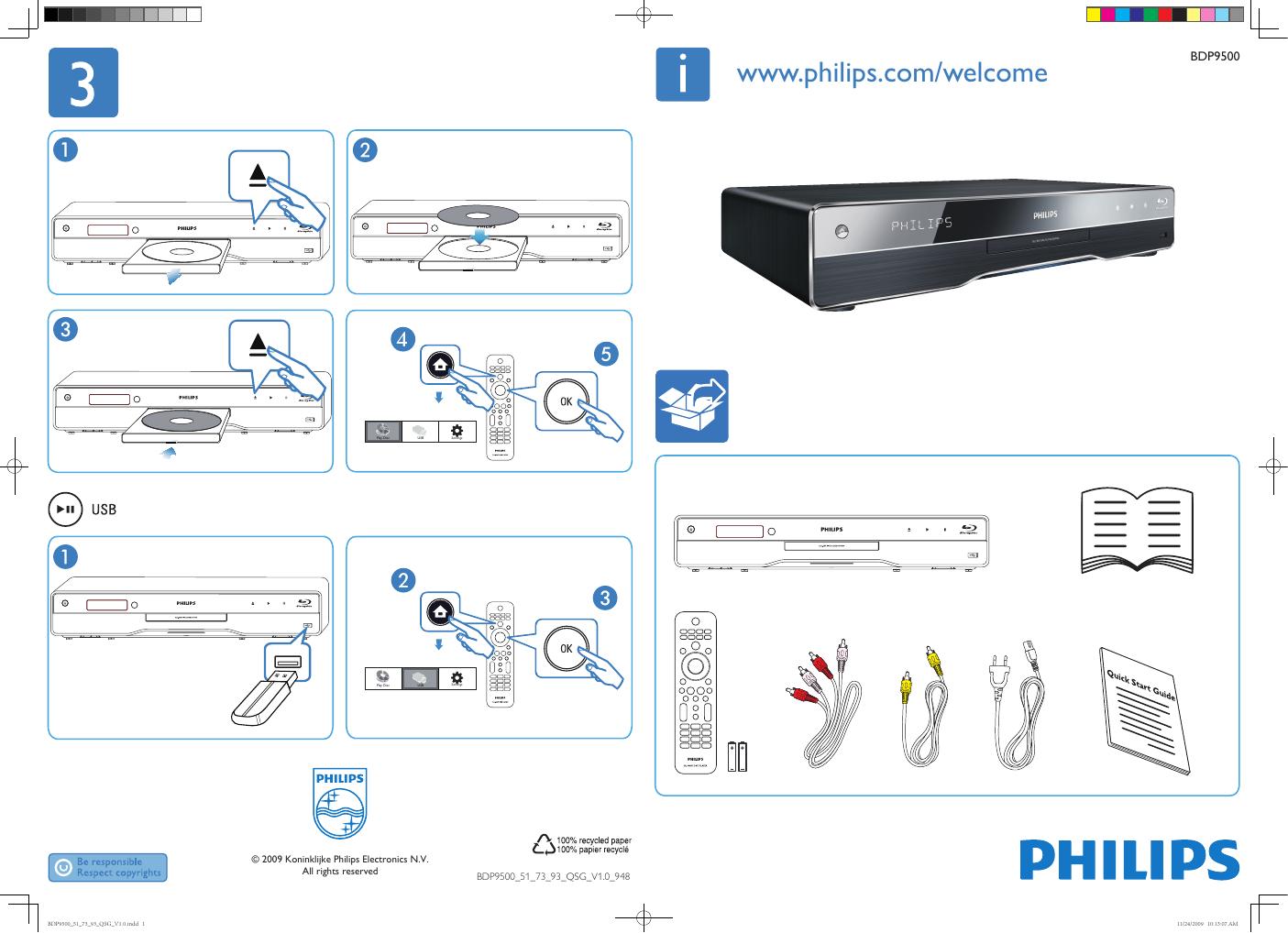 PHILIPS BDP9500 快速<em>入门</em>指南(英文) 海报