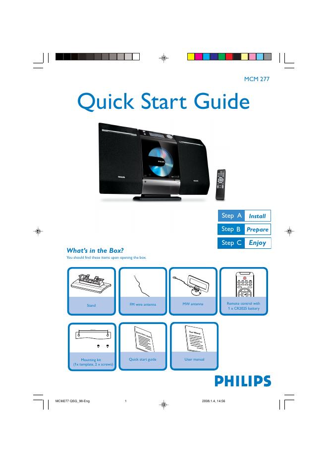 PHILIPS MCM 277 快速<em>入门</em>指南(英文) 海报