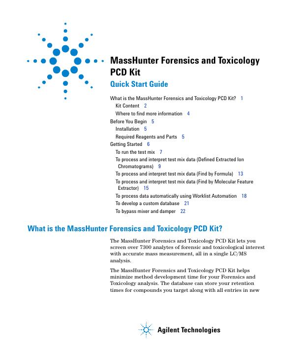 MassHunter Forensics and Toxicology PCD Kit 快速<em>入门</em>指南 海报