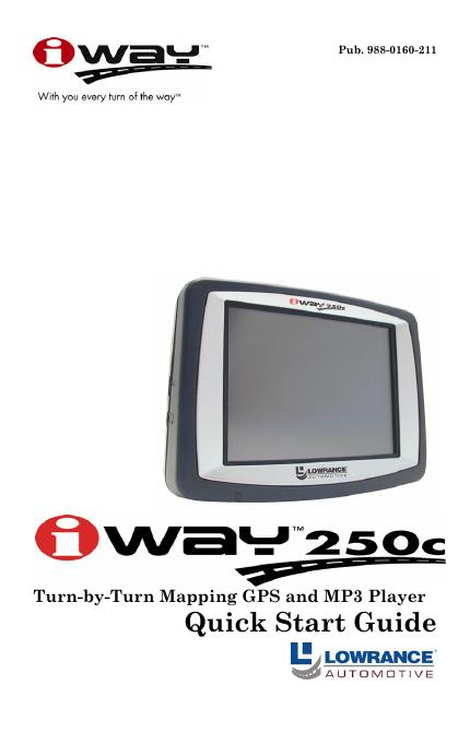 LOWRANCE IWAY 250C 快速<em>入门</em>指南 海报