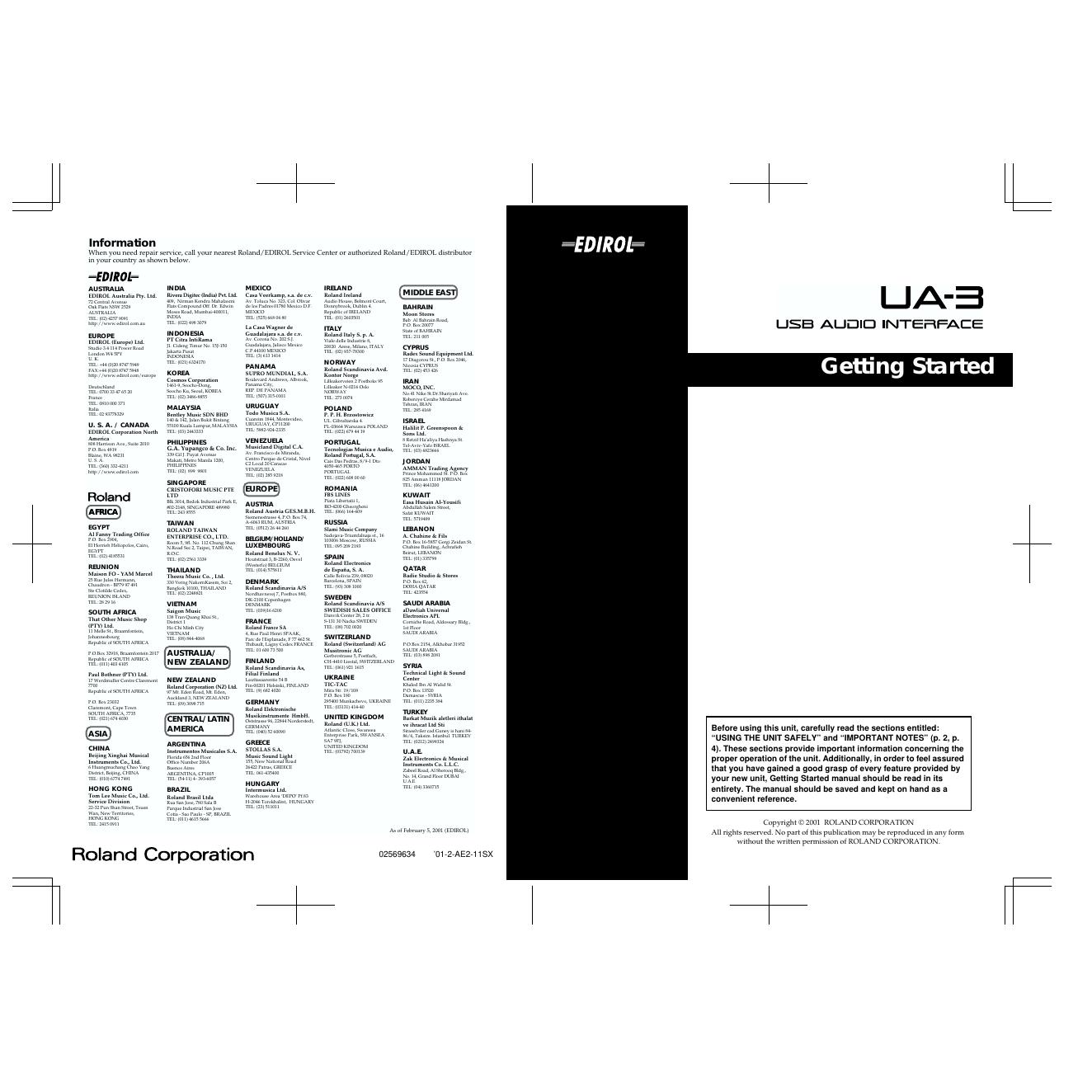 EDIROL UA-3 <em>入门</em>指南 海报