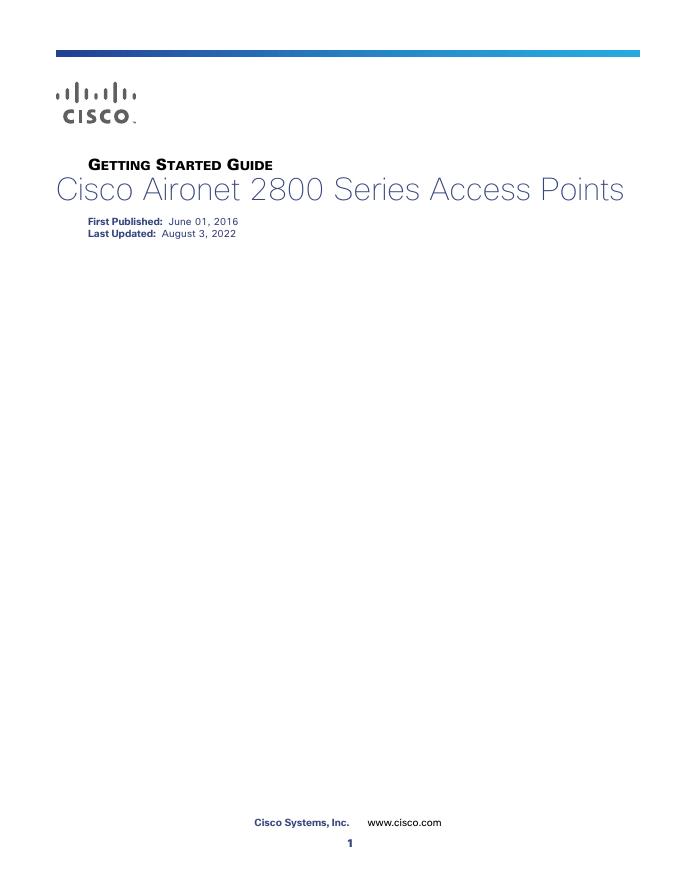 Cisco Aironet 2800 Series Access Points 快速<em>入门</em>指南 海报