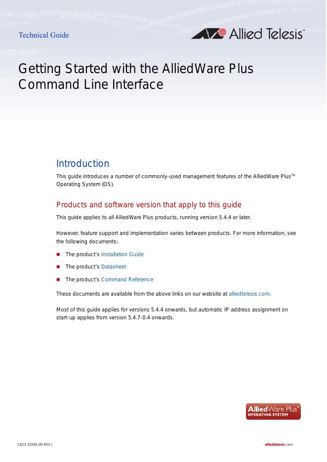 AlliedWare Plus命令行接口<em>入门</em>指南 海报