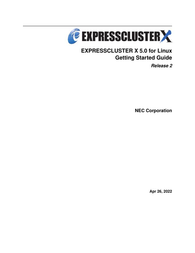 EXPRESSCLUSTER X 5.0 for Linux <em>入门</em>指南 海报