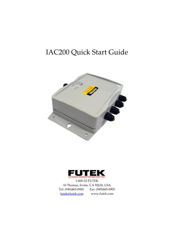 Futek IAC200 快速<em>入门</em>指南 海报