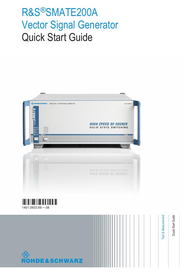 R&S®SMATE200A矢量信号发生器快速<em>入门</em>指南 海报